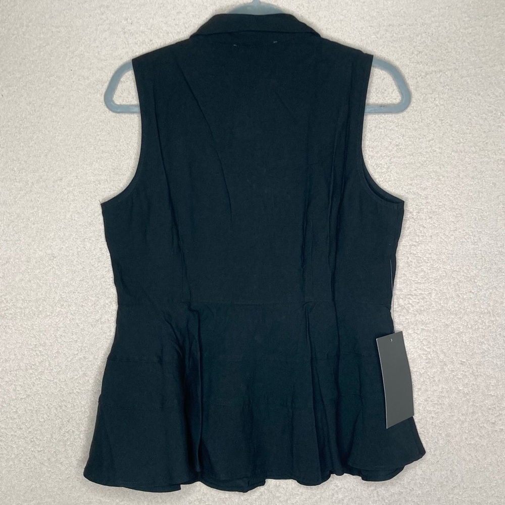 Tuckernuck Pomander Place Ashlen Tank Top Blouse-Black-Size L-Classic-Peplum-NEW - Picture 3 of 9